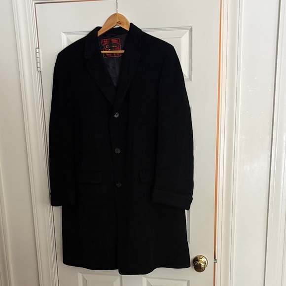 Classic Black Men's 100% Cashmere Trench Coat - Picture 1 of 3